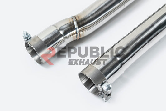 Audi A6 C7 C7.5 2013 2014 2015 2016 2017 2018 (3.0T) with Aftermarket Parts - Catback Exhaust Quad Exit Tips Titanium / Stainless Steel from Republic Exhaust