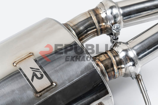 Audi A6 C7 C7.5 2013 2014 2015 2016 2017 2018 (3.0T) with Aftermarket Parts - Catback Exhaust Quad Exit Tips Titanium / Stainless Steel from Republic Exhaust