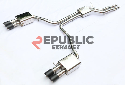 Audi A6 C7 C7.5 2013 2014 2015 2016 2017 2018 (3.0T) with Aftermarket Parts - Catback Exhaust Quad Exit Tips Titanium / Stainless Steel from Republic Exhaust