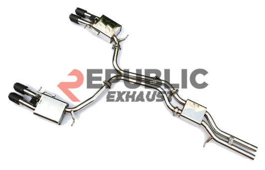 Audi A7 C8 Quattro 2019-ON (3.0T) with Aftermarket Parts - Catback Exhaust Quad Exit Tips with Valve Titanium / Stainless Steel from Republic Exhaust