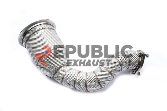 Audi Q8 Pre-facelift 2019 2020 2021 2022 2023 (3.0T) with Aftermarket Parts - 100 & 200 & 300 CELL & Test Pipe/No Cat Downpipe Stainless Steel from Republic Exhaust