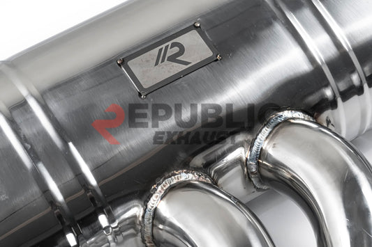 Audi Q8 Pre-facelift 2019 2020 2021 2022 2023 (2.0T) with Aftermarket Parts - Catback Exhaust Quad Exit Tips Titanium / Stainless Steel from Republic Exhaust