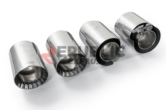 Audi Q8 Pre-facelift 2019 2020 2021 2022 2023 (2.0T) with Aftermarket Parts - Catback Exhaust Quad Exit Tips Titanium / Stainless Steel from Republic Exhaust