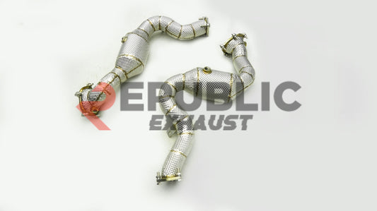 Audi RS6 C8 2020-ON (4.0T) with Aftermarket Parts - 100 & 200 & 300 CELL & Test Pipe/No Cat Downpipe Stainless Steel from Republic Exhaust