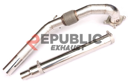 Audi TTS TT 8S 2016 2017 2018 2019 2020 2021 2022 2023 (2.0T) with Aftermarket Parts - 100 & 200 & 300 CELL & Test Pipe/No Cat Downpipe Stainless Steel from Republic Exhaust