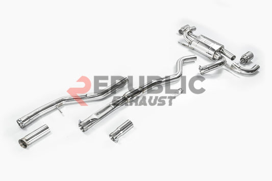 BMW 3 Series 328i 320i F30 & GT Gran Turismo 330i 328i 320i F30 2012 2013 2014 2015 2016 2017 2018 2019 with Aftermarket Parts - Catback Exhaust Dual Exit Tips Titanium / Stainless Steel from Republic Exhaust
