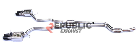 BMW 5 Series 535i 530i F10 2011 2012 2013 2014 2015 2016 (3.0T) with Aftermarket Parts - Catback Exhaust Quad Exit Tips Titanium / Stainless Steel from Republic Exhaust