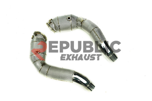 BMW M6 F06 2013 2014 2015 2016 2017 2018 2019 (4.4T) with Aftermarket Parts - 100 & 200 & 300 CELL & Test Pipe/No Cat Downpipe Stainless Steel from Republic Exhaust