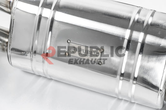 BMW M8 F91 F92 F93 2019-ON (4.4T) with Aftermarket Parts - Catback Exhaust Quad Exit Tips Titanium / Stainless Steel from Republic Exhaust