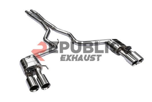 Ford Mustang GT 5.0 S550.1 2015 2016 2017 with Aftermarket Parts - Catback Exhaust Dual Exit Tips Titanium / Stainless Steel from Republic Exhaust