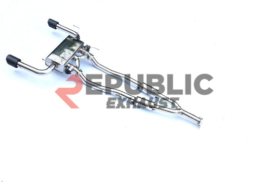 Infiniti FX35 2009 2010 2011 2012 with Aftermarket Parts - Catback Exhaust Dual Exit Tips Titanium / Stainless Stee from Republic Exhaust