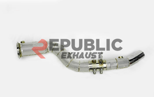 Jaguar F-Type Base 2014 2015 2016 2017 2018 2019 2020 2021 2022 2023 2024 (2.0T) with Aftermarket Parts - 100 & 200 & 300 CELL & Test Pipe/No Cat Downpipe Stainless Steel from Republic Exhaust