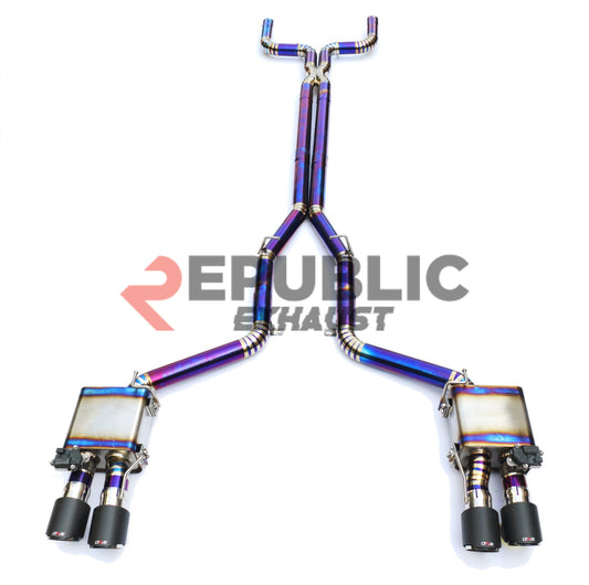 Maserati Ghibli 2014-ON (3.0T RWD/AWD) with Aftermarket Parts - Catback Exhaust Quad Exit Tips with Valve Titanium / Stainless Steel from Republic Exhaust