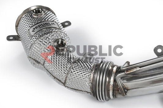 McLaren 650S 2012 2013 2014 2015 2016 (3.8T) with Aftermarket Parts - 100 & 200 & 300 CELL & Test Pipe/No Cat Downpipe Stainless Steel from Republic Exhaust