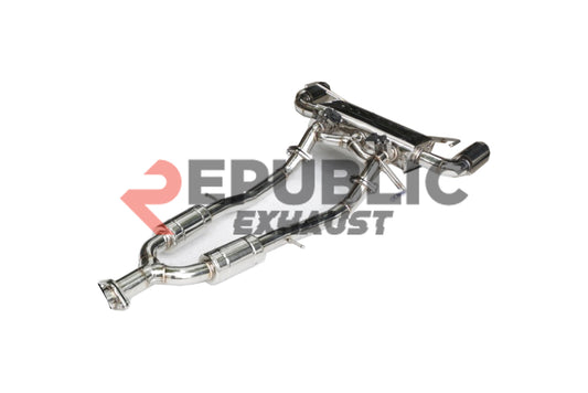 Nissan 370Z Nismo Sport Touring Base Fairlady Z Z34 2009 2010 2011 2012 2013 2014 2015 2016 2017 2018 2019 2020 with Aftermarket Parts - Catback Exhaust Dual Exit Tips with Valve Titanium / Stainless Steel from Republic Exhaust