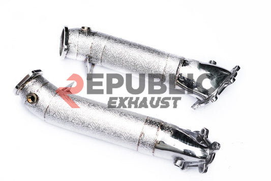 Nissan GTR R35 CBA DBA EBA 2008 2009 2010 2011 2012 2013 2014 2015 2016 2017 2018 2019 2020 2021 2022 2023 2024 with Aftermarket Parts - 100 & 200 & 300 CELL & Test Pipe/No Cat Downpipe Stainless Steel from Republic Exhaust
