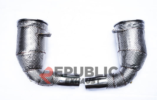 Porsche 911 992 992.1 Carrera Turbo/Turbo S 2020 2021 2022 2023 2024 (3.7T) with Aftermarket Parts - 100 & 200 & 300 CELL & Test Pipe/No Cat Downpipe Stainless Steel from Republic Exhaust