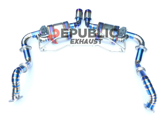 Porsche 981 Cayman Base & Boxster Base 2014 2015 2016 (2.7L) with Aftermarket Parts - Axle-back Exhaust Center Exit Titanium / Stainless Steel from Republic Exhaust
