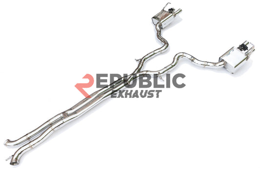 Porsche Panamera 4S 971.1 971.2 2017 2018 2019 2020 2021 2022 2023 (2.9T) with Aftermarket Parts - Catback Exhaust Quad Exit Tips with Valve Titanium / Stainless Steel from Republic Exhaust