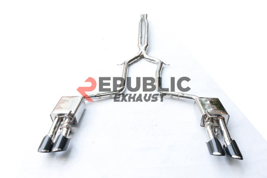 Porsche Panamera 970 970.2 GTS 2014 2015 2016 (4.8L) with Aftermarket Parts - Catback Exhaust Quad Exit Tips with Valve Titanium / Stainless Steel from Republic Exhaust