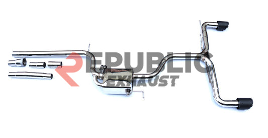 Volkswagen Golf Base MK7 MK7.5 2015 2016 2017 2018 2019 2020 2021 (1.4T) with Aftermarket Parts - Catback Exhaust Dual Tips with Valve Titanium / Stainless Steel from Republic Exhaust