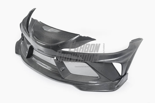 Toyota Supra MK5 A90 A91 3.0 2.0 2020-ON with Aftermarket Parts - "Alerion" Narrow Body Front Bumper & Lip Carbon Fiber / FRP from Robot Craftsman
