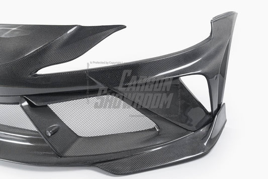 Toyota Supra MK5 A90 A91 3.0 2.0 2020-ON with Aftermarket Parts - "Alerion" Narrow Body Front Bumper & Lip Carbon Fiber / FRP from Robot Craftsman
