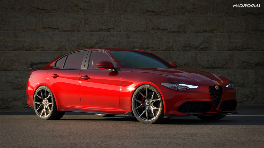 Alfa Romeo Giulia Sport Veloce Ti Sprint RWD AWD Lusso Base 2017 2018 2019 2020 2021 2022 2023 2024 with Aftermarket Parts - "HIDROGAI" Side Skirts Carbon Fiber / FRP from Robot Craftsman