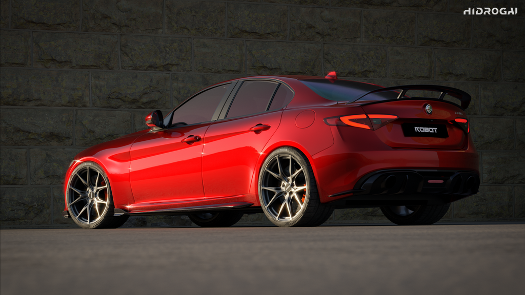 Alfa Romeo Giulia Sport Veloce Ti Sprint RWD AWD Lusso Base 2017 2018 2019 2020 2021 2022 2023 2024 with Aftermarket Parts - "HIDROGAI" Rear Diffuser Carbon Fiber / FRP from Robot Craftsman