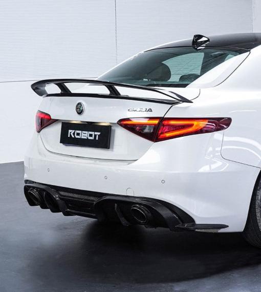 Alfa Romeo Giulia Sport Veloce Ti Sprint RWD AWD Lusso Base 2017 2018 2019 2020 2021 2022 2023 2024 with Aftermarket Parts - "HIDROGAI" Rear Diffuser Carbon Fiber / FRP from Robot Craftsman