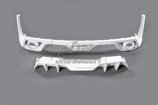 Ford Mustang Ecoboost V6 GT March1 Bullitt S550.1 S550.2 2015-2023 (note: dual exhaust tips) with Aftermarket Parts - CAVALIER Rear Diffuser Carbon Fiber/FRP from Robot Craftsman