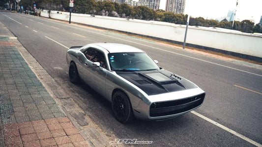 Challenger Demon Redeye Hellcat T/A Scat Pack 392 SRT R/T SXT SE 2008 2009 2010 2011 2012 2013 2014 2015 2016 2017 2018 2019 2020 2021 2022 2023 with Aftermarket Parts - "CHOPPER" Front Bumper Carbon Fiber / FRP from Robot Craftsman