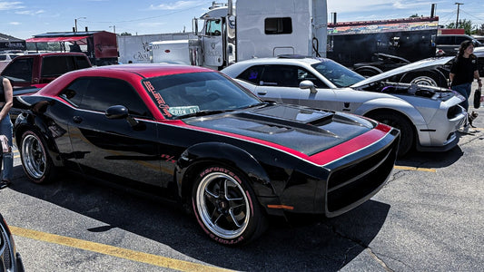 Dodge Challenger Demon Redeye Hellcat T/A Scat Pack 392 SRT R/T SXT SE 2008 2009 2010 2011 2012 2013 2014 2015 2016 2017 2018 2019 2020 2021 2022 2023 with Aftermarket Parts - "CHOPPER" Front Bumper Carbon Fiber / FRP from Robot Craftsman