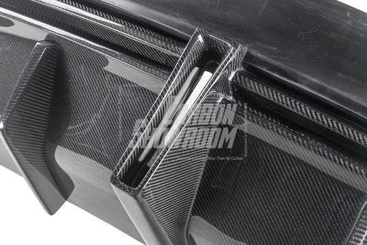 Tesla Model 3 Performance Long Range Standard Base 2017 2018 2019 2020 2021 2022 2023 with Aftermarket Parts - Crypton Rear Bumper & Diffuser Carbon Fiber / FRP from Robot Craftsman