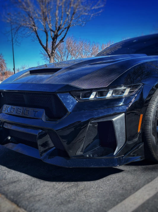 Ford Mustang S650 2.3 Ecoboost 5.0 GT Dark Horse 2024-ON with Aftermarket Parts - DARKSTAR Front Bumper & Lip Carbon Fiber / FRP from Robot Craftsman