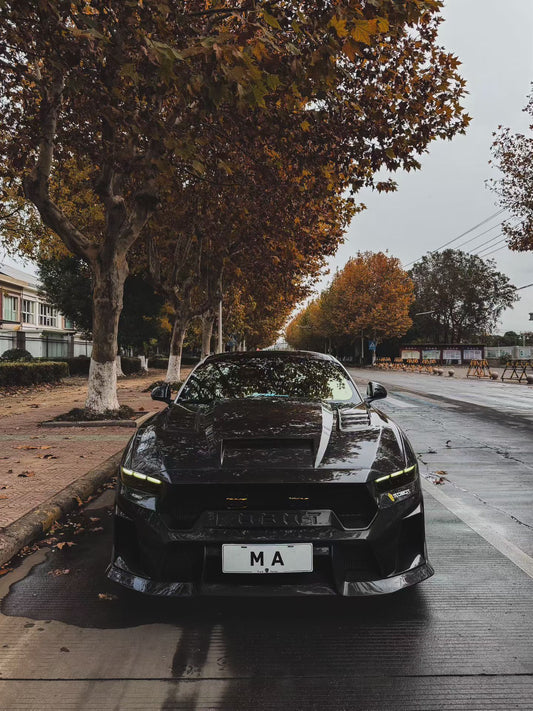 Ford Mustang S650 2.3 Ecoboost 5.0 GT Dark Horse 2024-ON with Aftermarket Parts - DARKSTAR Front Bumper & Lip Carbon Fiber / FRP from Robot Craftsman