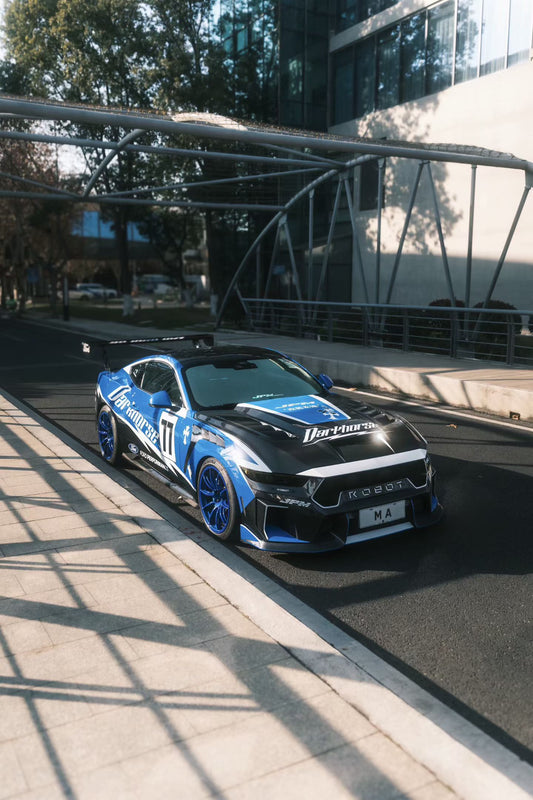 Ford Mustang S650 2.3 Ecoboost 5.0 GT Dark Horse 2024-ON with Aftermarket Parts - DARKSTAR Front Bumper & Lip Carbon Fiber / FRP from Robot Craftsman