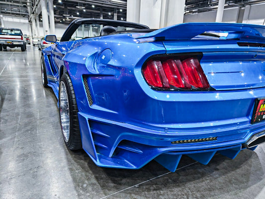 Upgrade Your Ford Mustang Ecoboost V6 GT March1 Bullitt S550.1 S550.2 2015 2016 2017 2018 2019 2020 2021 2022 2023 with Aftermarket Parts - DAWN & DUSK Rear Bumper & Diffuser & Exhaust Tip Trim Carbon Fiber / FRP from Robot Craftsman