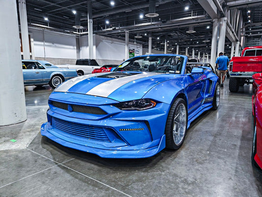 Ford Mustang Ecoboost V6 GT 2015 2016 2017 & Mustang Ecoboost V6 GT S550.1 2015 2016 2017 & Mustang Ecoboost V6 GT March1 Bullitt S550.2 2018 2019 2020 2021 2022 2023 with Aftermarket Parts - DUSK Front Bumper & Lip (Badge included) & Replacement Front Lip Only Carbon Fiber / FRP from Robot Craftsman