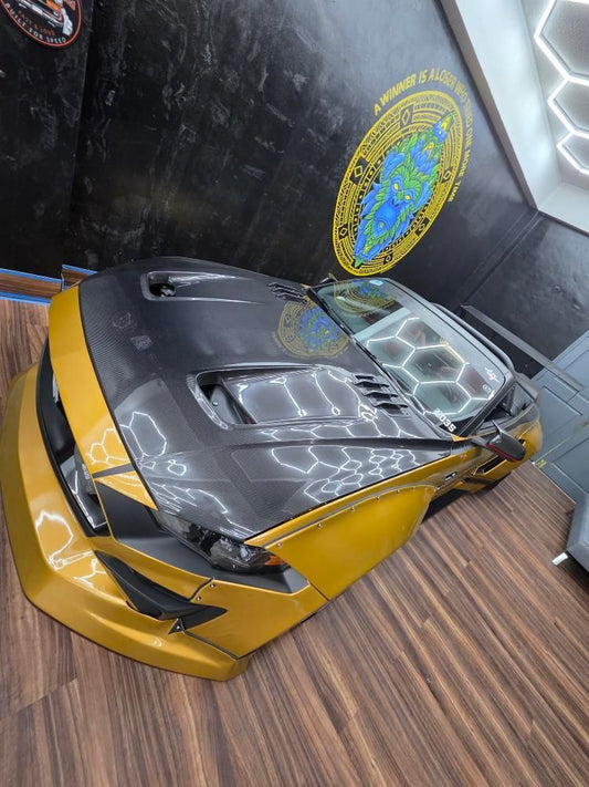 Ford Mustang Ecoboost V6 GT March1 Bullitt S550.2 2018 2019 2020 2021 2022 2023 with Aftermarket Parts - STORM Hood Bonnet Carbon Fiber / FRP from Robot Craftsman