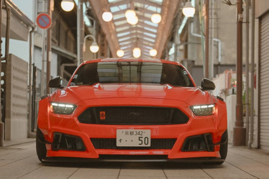 Ford Mustang Ecoboost V6 GT March1 Bullitt S550.1 S550.2 2015 2016 2017 2018 2019 2020 2021 2022 2023 with Aftermarket Parts - STORM Front Bumper Canards Carbon Fiber/FRP from Robot Craftsman