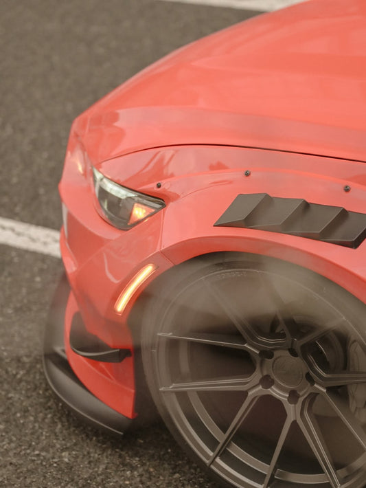 Ford Mustang Ecoboost V6 GT S550.1 2015 2016 2017 & Mustang Ecoboost V6 GT March1 Bullitt S550.2 2018 2019 2020 2021 2022 2023 with Aftermarket Parts - "STORM" Widebody Fender Flares Wheel Arches & Side Skirts Carbon Fiber / FRP from Robot Craftsman