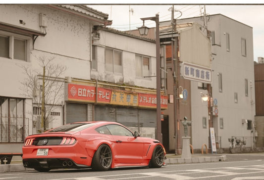 Ford Mustang Ecoboost V6 GT S550.1 2015 2016 2017 & Mustang Ecoboost V6 GT March1 Bullitt S550.2 2018 2019 2020 2021 2022 2023 with Aftermarket Parts - "STORM" Widebody Fender Flares Wheel Arches & Side Skirts Carbon Fiber / FRP from Robot Craftsman