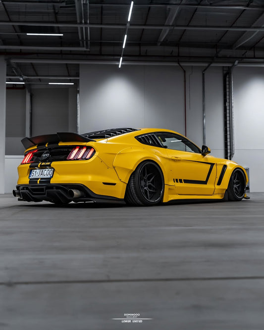 Ford Mustang Ecoboost V6 GT S550.1 2015 2016 2017 & Mustang Ecoboost V6 GT March1 Bullitt S550.2 2018 2019 2020 2021 2022 2023 with Aftermarket Parts - "STORM" Widebody Fender Flares Wheel Arches & Side Skirts Carbon Fiber / FRP from Robot Craftsman