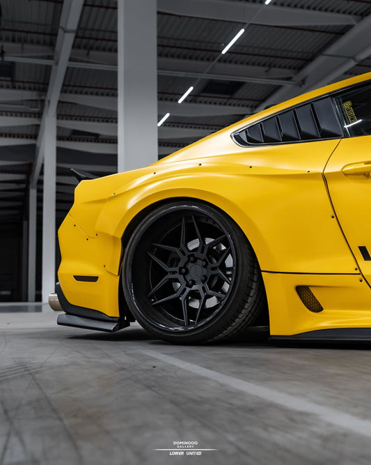 Ford Mustang Ecoboost V6 GT S550.1 2015 2016 2017 & Mustang Ecoboost V6 GT March1 Bullitt S550.2 2018 2019 2020 2021 2022 2023 with Aftermarket Parts - "STORM" Widebody Fender Flares Wheel Arches & Side Skirts Carbon Fiber / FRP from Robot Craftsman