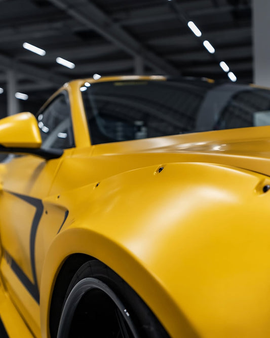 Ford Mustang Ecoboost V6 GT S550.1 2015 2016 2017 & Mustang Ecoboost V6 GT March1 Bullitt S550.2 2018 2019 2020 2021 2022 2023 with Aftermarket Parts - "STORM" Widebody Fender Flares Wheel Arches & Side Skirts Carbon Fiber / FRP from Robot Craftsman