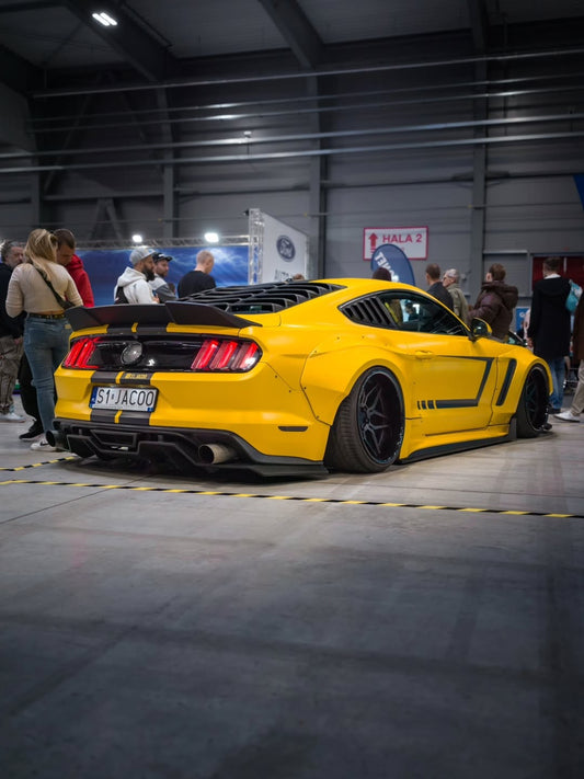 Ford Mustang Ecoboost V6 GT March1 Bullitt S550.1 S550.2 2015-2023 (note: dual exhaust tips) with Aftermarket Parts - "STORM" Rear Diffuser Carbon Fiber / FRP from Robot Craftsman