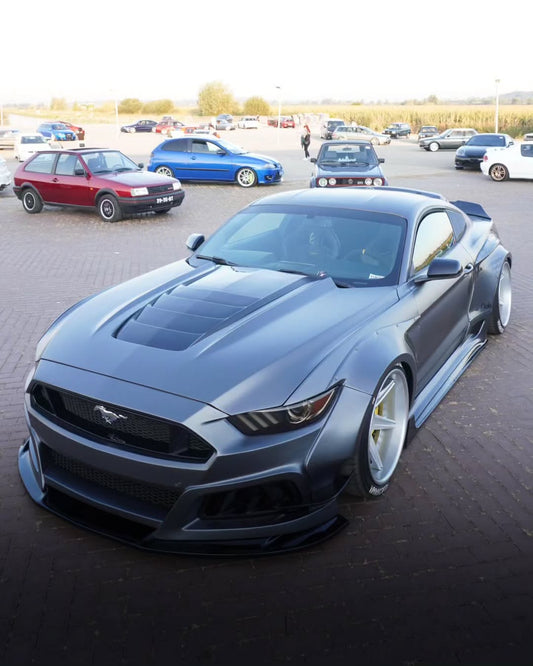 Ford Mustang Ecoboost V6 GT S550.1 2015 2016 2017 with Aftermarket Parts - STORM Hood Bonnet Carbon Fiber / FRP from Robot Craftsman