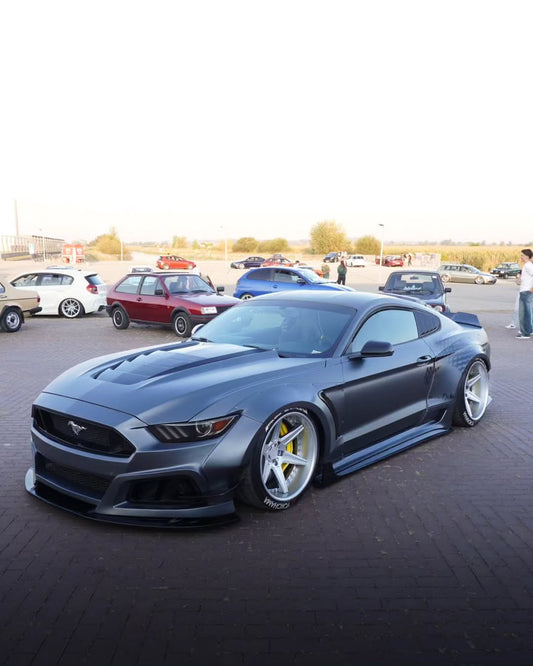 Ford Mustang Ecoboost V6 GT S550.1 2015 2016 2017 & Mustang Ecoboost V6 GT March1 Bullitt S550.2 2018 2019 2020 2021 2022 2023 with Aftermarket Parts - "STORM" Widebody Fender Flares Wheel Arches & Side Skirts Carbon Fiber / FRP from Robot Craftsman