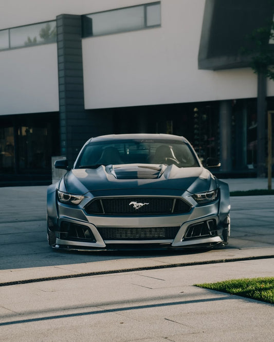 Ford Mustang Ecoboost V6 GT S550.1 2015 2016 2017 with Aftermarket Parts - STORM Hood Bonnet Carbon Fiber / FRP from Robot Craftsman